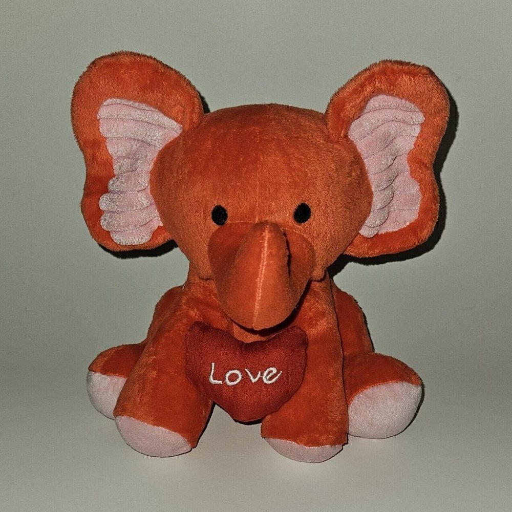 Red-ish Elephant Plush Stuffed Animal Inter-American Love Heart Valentine's Day